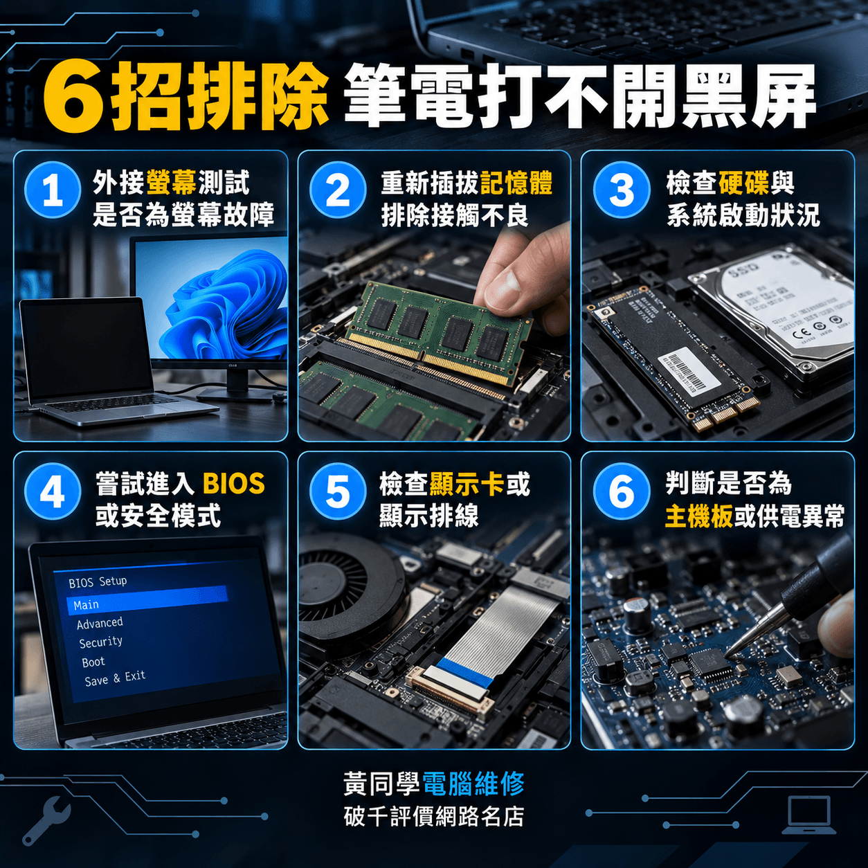 筆電黑屏但電源燈有亮怎麼辦?6招排除方法